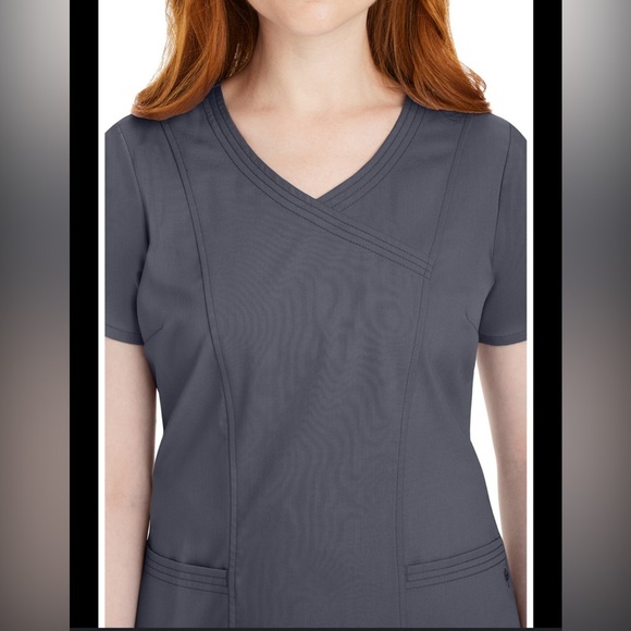 Purple Label Healing Hands grey Jordan scrub top size womens large N15 - Picture 2 of 7